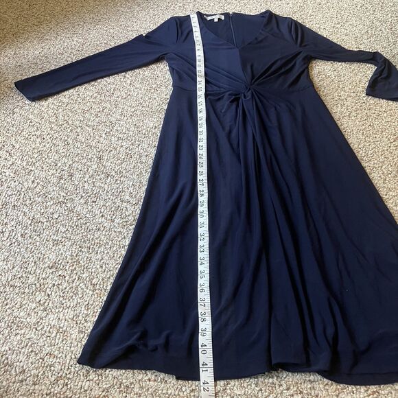 Hobbs London Womens Midi Dress Size 6 Knot Waist Coastal Navy Blue Classic - Picture 10 of 13